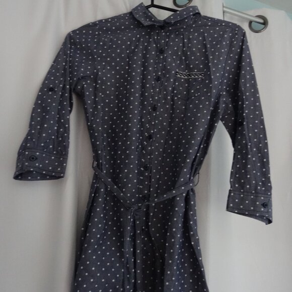 girls Faded Glory size XL polka dot button up blouse with belt - Picture 2 of 6